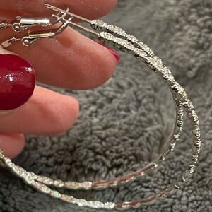 New! Elegant Silver Large  Hoop Earrings